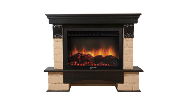 Портал Firelight Forte 30U (угловой) камень бежевый, шпон темный дуб