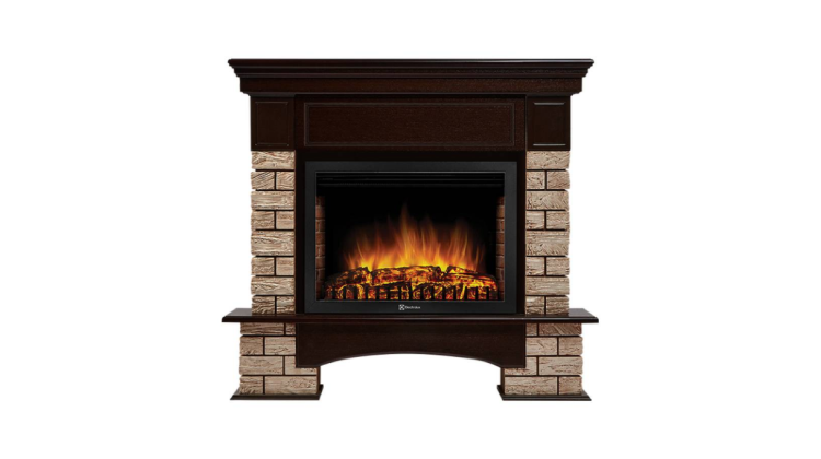 Портал Firelight Forte Wood 25 камень коричневый, шпон темный дуб